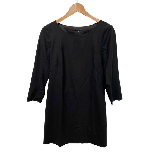 Theory Long Sleeve Wool Dress Black Career Workwear Quiet Luxury women’s size 8 - Picture 1 of 12